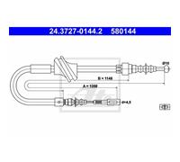 ATE Cavo Freno Posteriore Destro Adatto Per Audi Cabriolet 80