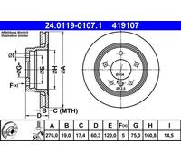 ATE disco freno 24.0119-0107.1 ventilato diametro 276 spessore 19 mm 5 fori