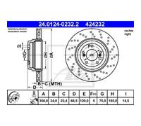 ATE Disco Freno Posteriore Ø3500 Forato/Interno Per BMW 3 Serie Coupé E92 E93