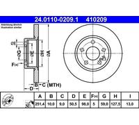 Disco freno ATE 24.0110-0209.1 posteriore, pieno, 1 Pezzo
