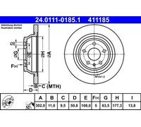 1X Disco freno ATE 24.0111-0185.1 per MONDEO V Tre volumi (CD) 2 2012-2016