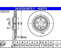 ATE Disco freno 24.0122-0273.1 posteriore, ventilato, altamente carbonizzato, 1 pezzo