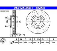 Disco freno ATE 24.0122-0283.1 anteriore, ventilato, perforato, 1 Pezzo