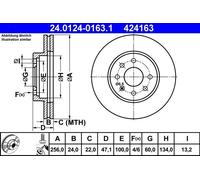 ATE Disco freno 24.0124-0163.1 ventilato Coppia per DAEWOO NUBIRA Wagon