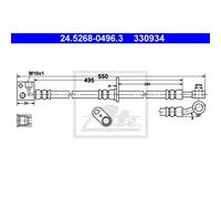 ATE Flessibile Del Freno Anteriore Destro per Honda Jazz II III 24.5268-0496.3
