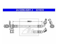 ATE Flessibile Del Freno Posteriore Destra per Toyota Rav 4 II 24.5296-0281.3