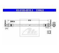 ATE Flessibile Del Freno Tubazione Posteriore per Mercedes-Benz Sprinter 4-T Bus