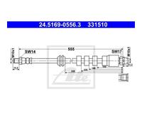 ATE Flessibile Del Freno Tubo Anteriore per BMW 5er Touring 6er 24.5169-0556.3