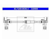 ATE Flessibile Del Freno Tubo Anteriore per VW Passat Variant Cc 83.7249-0536.3