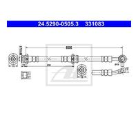 ATE Flessibile Del Freno Tubo Anteriore SX per Nissan x-Trail 24.5290-0505.3