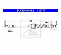 ATE Flessibile Del Freno Tubo Freno Anteriore Destra per Ford Ka 24.5308-0489.3