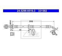 ATE Flessibile Del Freno Tubo Freno Anteriore per Opel Agila (B) 24.5296-0510.3