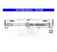 ATE Flessibile Del Freno Tubo Freno Anteriore per Porsche 944 968 Cabriolet