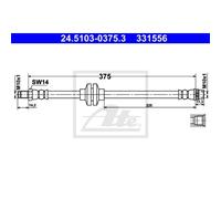 ATE Flessibile Del Freno Tubo Freno Anteriore per Renault Master III Bus