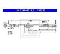 ATE Flessibile Del Freno Tubo Freno Anteriore per VW Multivan V Transporter Bus