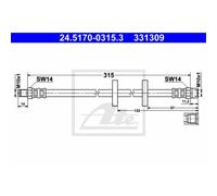ATE Flessibile Del Freno Tubo Freno Anteriore per VW Passat Berlina Variant