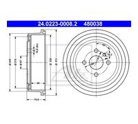 ATE Freno a Tamburo Posteriore Ø100mm per Opel Manta B 58 _59_ Kadett C Caravan
