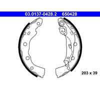 ATE Kit ganasce freno 03.0137-0428.2 diametro 203 mm 39 mm E1 90R-011043/140 con leva