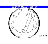 ATE Kit ganasce freno 03.0137-0467.2 diametro 228 mm 42 mm E1 90R-011043/203 con leva
