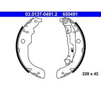 ATE Kit ganasce freno 03.0137-0491.2 diametro 228 mm 42 mm E1 90R-011043/246 con leva