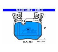 ATE Pastiglie Freni Posteriori per BMW 1er Coupé E82 135i Cabriolet E88