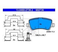 ATE 13.0460-2736.2 Kit pastiglie freno, Freno a disco per VOLVO