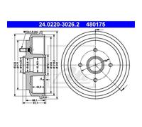 ATE Tamburi Freno Dietro Ø108MM Senza Cuscinetti Per Ford Fiesta V Van JH_ JD_