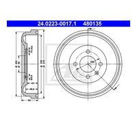 Ate Tamburi Freno Posteriori Ø100Mm Per VW Golf III 1H1 1H5