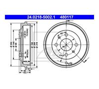 ATE Tamburi Freno Posteriori Ø98Mm Per Fiat Cinquecento 170 Seicento/600 187