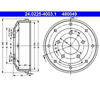 ATE Tamburo freno 24.0225-4003.1