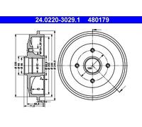 ATE Tamburo freno compatibile con CITROËN PEUGEOT 24.0220-3029.1
