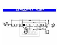 ATE Tubo Del Freno Anteriore Destro per Ford Fiesta VI Van 83.7838-0370.3