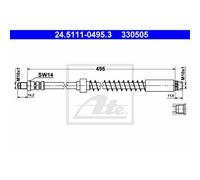 ATE Tubo Freno Anteriore per Peugeot 306 Cabriolet Hatchback Break