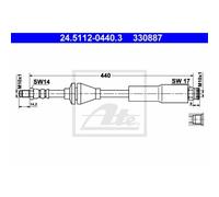Ate Tubo Freno Tubo Frenante Anteriore Per Fiat Panda Van 24.5112-0440.3