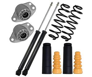 ATEC Germany 2x ammortizzatore posteriore a pressione di gas con supporto e tappi antipolvere + molla sospensione posteriore, compatibile con SEAT LEON (1M1), TOLEDO 2 (1M2), VW GOLF 4 (1J1)
