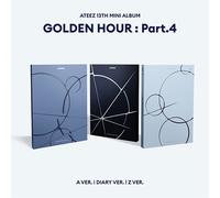 ATEEZ 13th Mini Album GOLDEN HOUR: Part.4 CD casuale + libro + carta + adesiv...