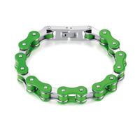 ATEIELLI Bracciale Uomo Catena Bicicletta Acciaio Inossidabile 22cm Nero JWB300 (Verde-Argento)