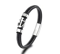 ATEIELLI Bracciale Uomo Infinito e Naurica Acciaio Inossidabile Pelle 21.5cm B310 (Ancora)