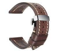 Cinturino in pelle di vitello 18mm 20mm 22mm 24mm Cinturini per orologi Bracciale Business Watch Band, Marrone scuro, 20mm