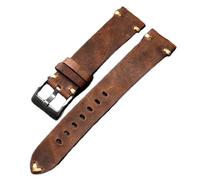 Ateldooly Cinturino in pelle Marrone antico Nero 18/20/22mm Bracciale in morbida pelle di vacchetta vintage da uomo, Marrone, 21mm