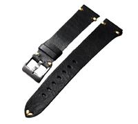 Ateldooly Cinturino in pelle Marrone antico Nero 18/20/22mm Bracciale in morbida pelle di vacchetta vintage da uomo, Brack, 19mm