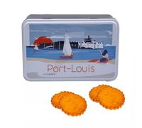 Atelier D® | Latta Metallo Biscotti Burro Assortiti | Frollini Burro Sale | Galettes e Palets Puro Burro - 350 Gr | Latta Metallo Cucina Disegni Porto Mare