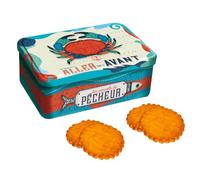 Atelier D® | Latta Metallo Biscotti Burro Assortiti | Frollini Burro Sale | Galettes e Palets Puro Burro - 350 Gr | Latta Metallo Granchio Mare Disegni Rilievo
