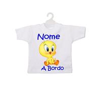 ATELIER DEL RICAMO Mini T-Shirt Bimbo A Bordo - Titti-Celeste