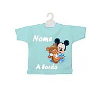 ATELIER DEL RICAMO Mini T-Shirt Bimbo A Bordo Topolino con Peluche-Verde