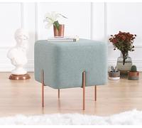 Atelier Del Sofa Bohemian Sea Green Pouffe, 40 x 42 x 40 cm, 50% cotone, 50% lino, 5 cm, Orthopedic Sponge, Copper Iron Legs | Elegante e funzionale per casa e hotel