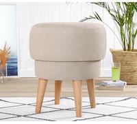 Atelier Del Sofa Elegante pouf beige, altezza 51 cm, diametro 47 cm, 100% linee, 35 DNS Orthopedic Sponge (6 cm di spessore) | Sturdy Beechwood Legs, Modern Living Spaces