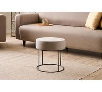 Atelier Del Sofa Elegante pouf beige con inserti in metallo, 40 cm di diametro e altezza | 50% cotone, 50% poliestere, tessuto Easy Clean, schiuma 32 DNS per comfort | Accent moderno