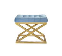 Atelier Del Sofa Elegante pouf con cornice in metallo, 50 cm x 42 cm x 40 cm | 100% poliestere Baby Face Fabric in oro e turchese | Perfetto per gli spazi di vita moderni