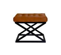 Atelier Del Sofa Elegante pouf con cornice in metallo, 50 x 42 x 40 cm, 100% poliestere, tessuto in nero e terracotta, perfetto per gli spazi moderni e comfort